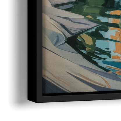 Lake Ontario Reflections - Close-Up Black Frame Canvas