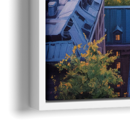 Montreal Rooftop View - Close-Up White Frame Canvas