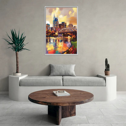 Nashville Scenic Riverfront - Living Room White Frame Canvas