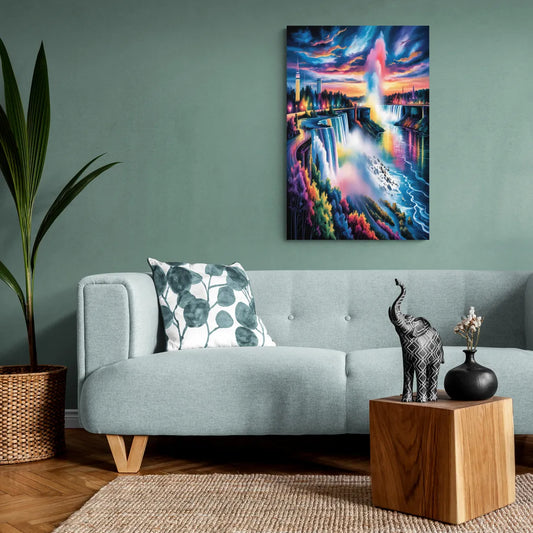 Niagara Falls Light Show - Canvas Wall Art Living Room