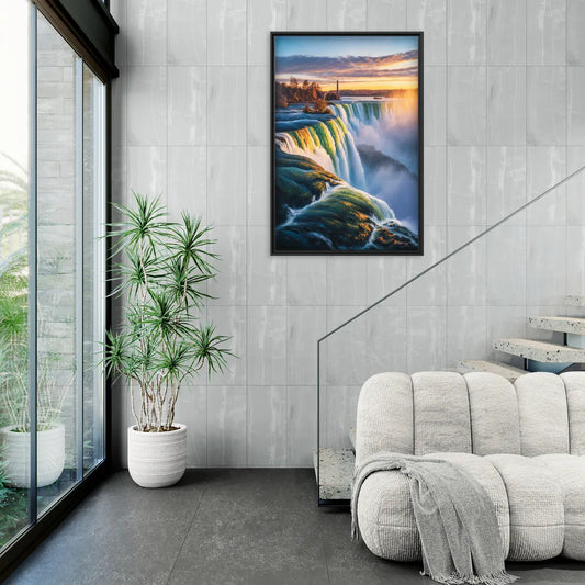 Horseshoe Falls Sunrise - Living Room Black Frame Canvas