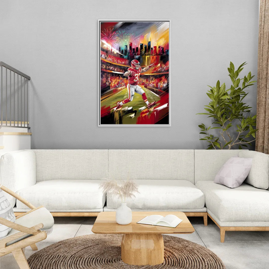 Kansas City Chiefs Game Day - Living Room White Frame Canvas