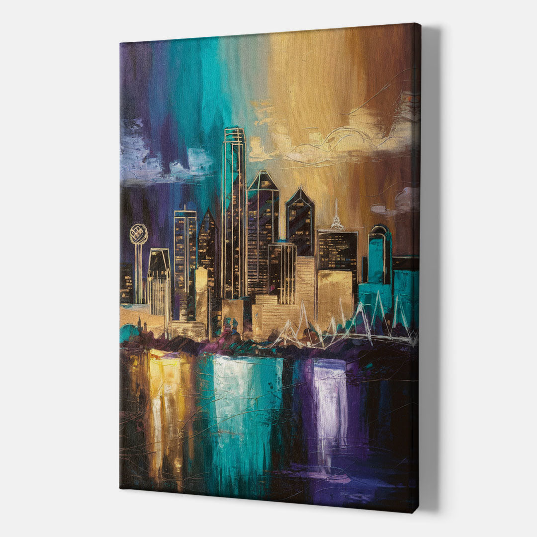Dallas Iconic Skyline - Canvas Wall Art Indoor