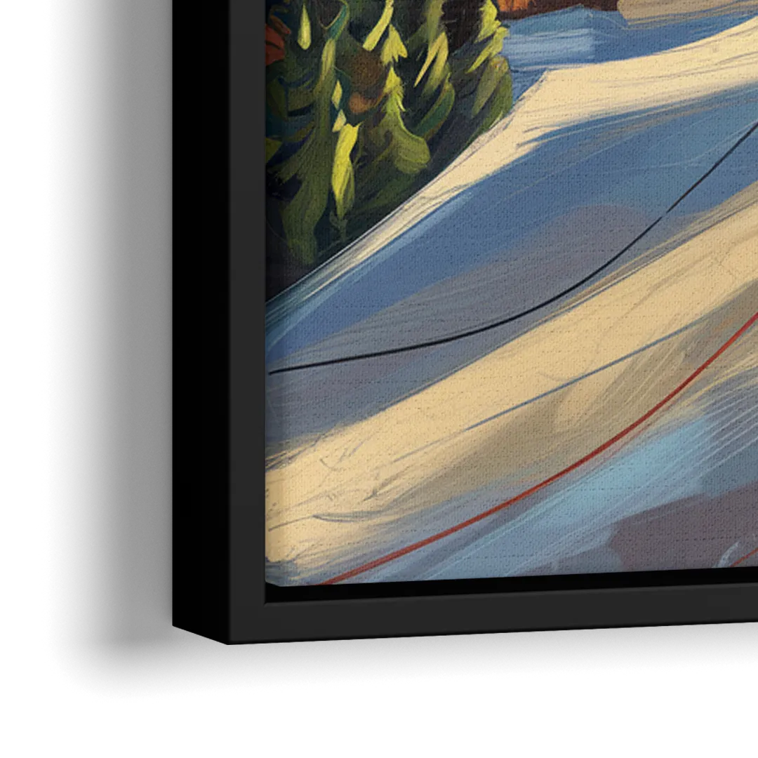 Breckenridge Ski Resort Panorama - Close-Up Black Frame Canvas