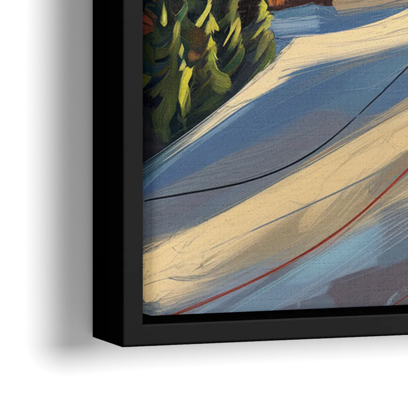 Breckenridge Ski Resort Panorama - Close-Up Black Frame Canvas