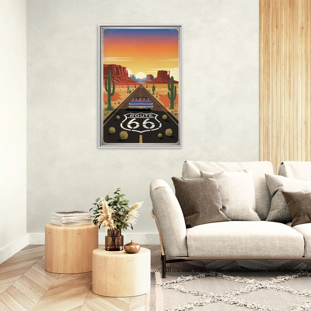 Springfield Route 66 - Living Room White Frame Canvas