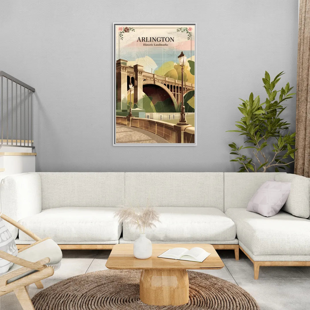 Arlington Historic Landmarks - Living Room White Frame Canvas