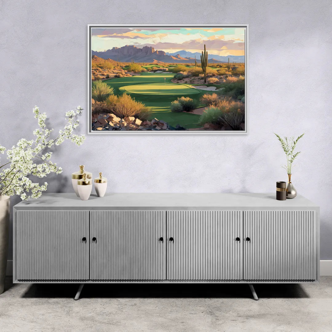 Scottsdale Golf Paradise - Living Room White Frame Canvas