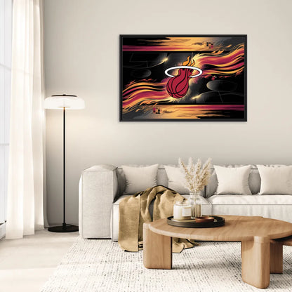 Miami Heat Basketball - Living Room Black Frame Canvas