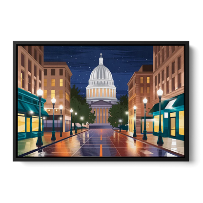 Madison Capitol Square Nights - Black Frame Canvas