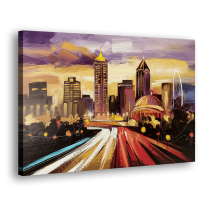 Atlanta Skyline With Georgia Dome - Canvas Print Art Sides