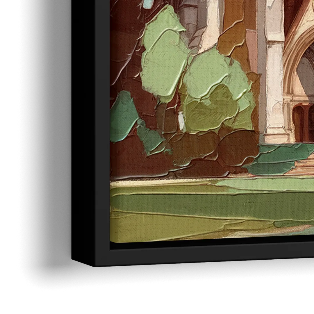 Washington National Cathedral - Close-Up Black Frame Canvas