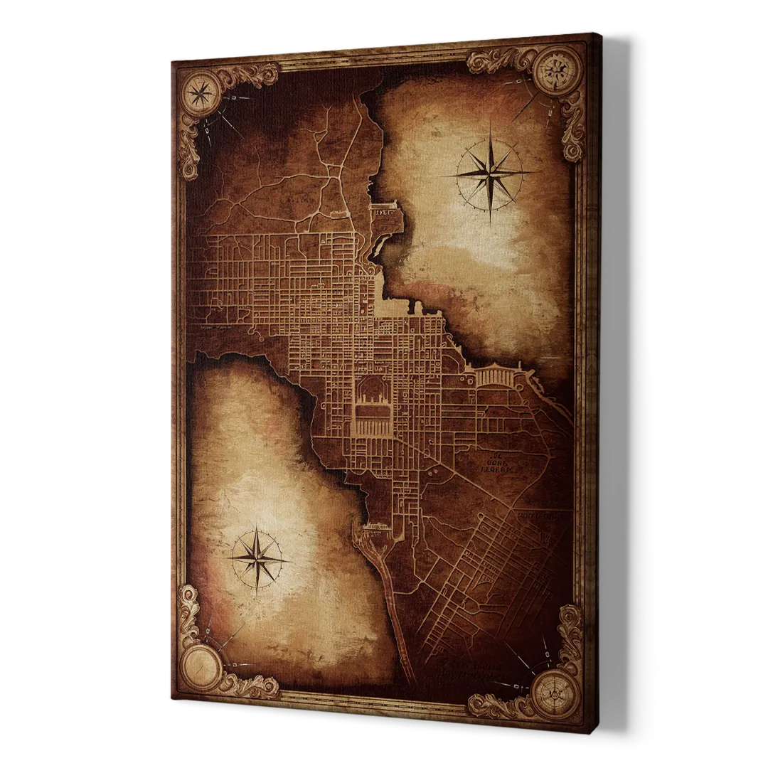 Washington DC Map Vintage - Canvas Print Art Sides