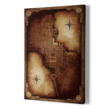 Washington DC Map Vintage - Canvas Print Art Sides