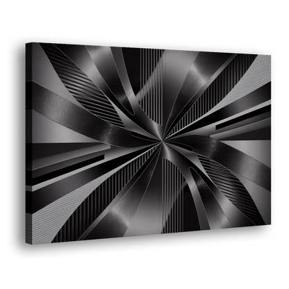 Luxurious Fluidity Black and Grey Abstract - Canvas Print Art Sides