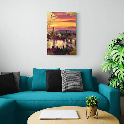 Portland Skyline Sunset - Canvas Wall Art Living Room
