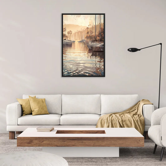 Mobile Scenic Harbor - Living Room Black Frame Canvas