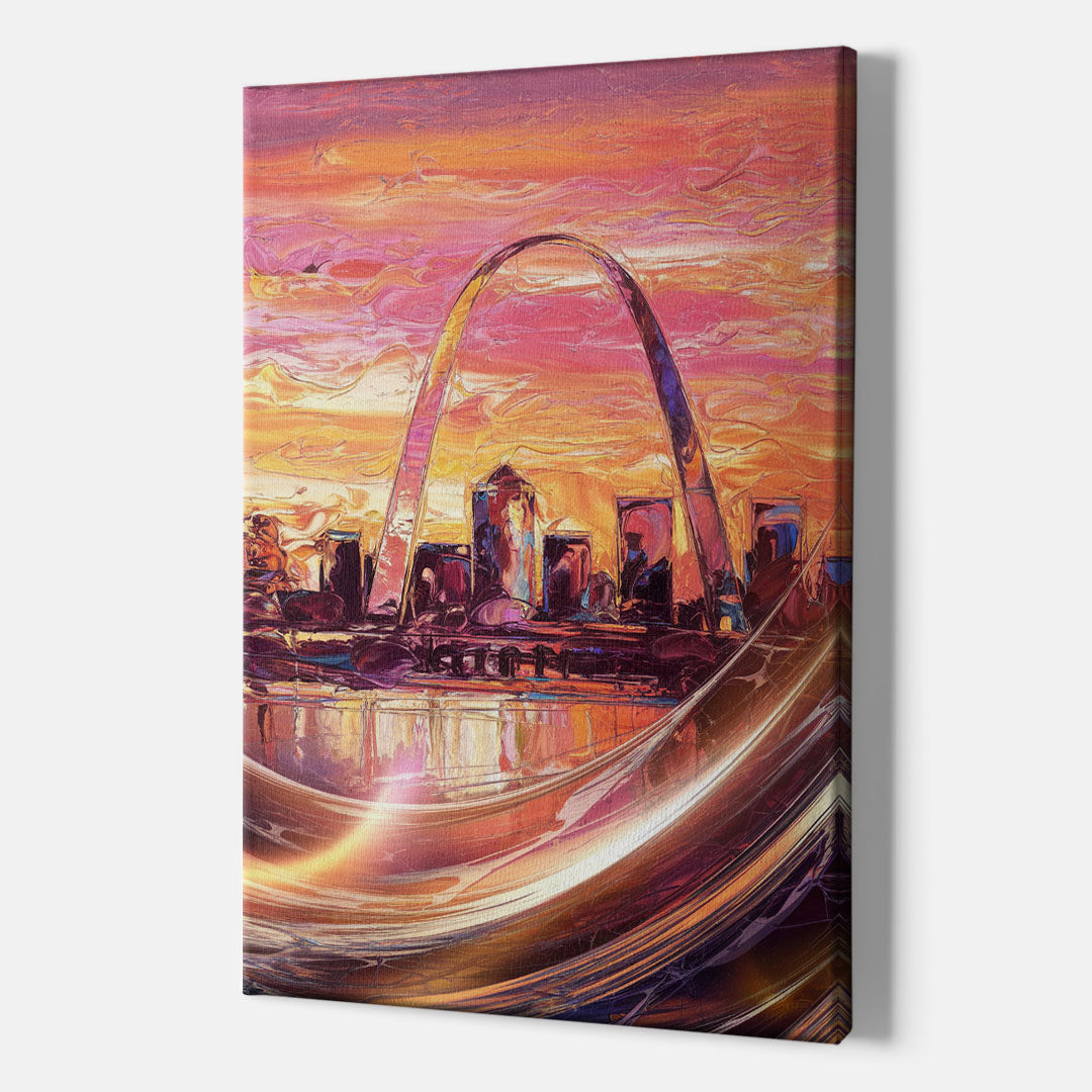 St. Louis Skyline at Sunset - Canvas Wall Art Indoor