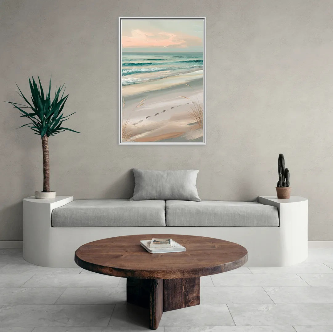 Virginia Beach Sand and Surf - Living Room White Frame Canvas