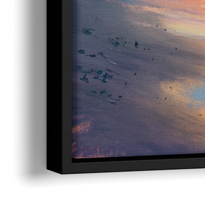 English Bay Sunset - Close-Up Black Frame Canvas