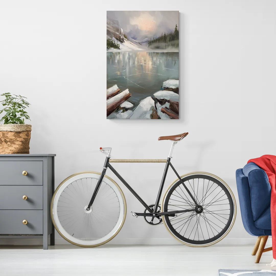 Lake Placid Frozen Lake Beauty - Canvas Wall Art Living Room