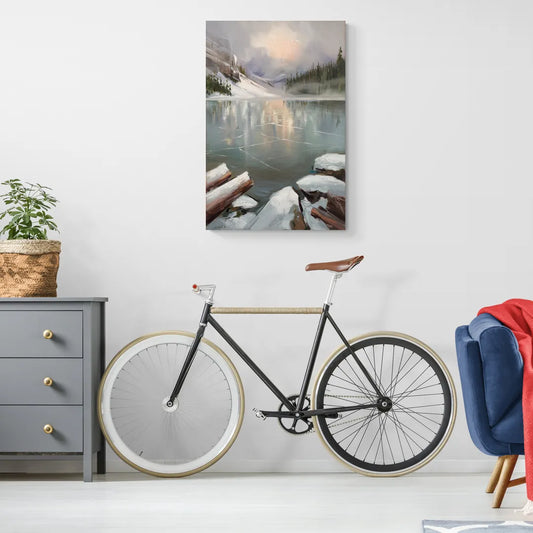Lake Placid Frozen Lake Beauty - Canvas Wall Art Living Room