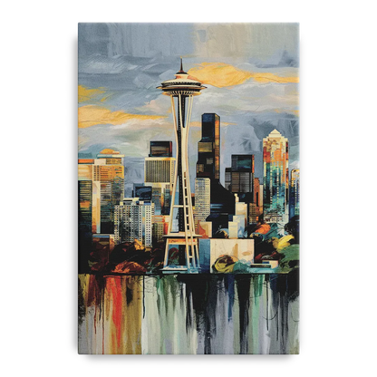 Seattle Skyline Panorama - Canvas Wall Art