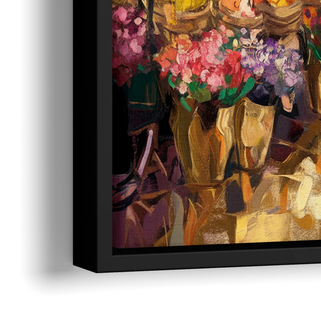 New Orleans French Market Charm - Close-Up Black Frame Canvas
