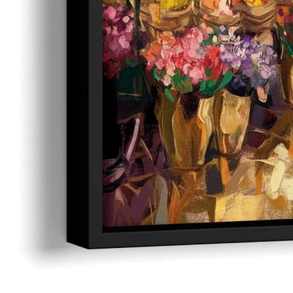 New Orleans French Market Charm - Close-Up Black Frame Canvas