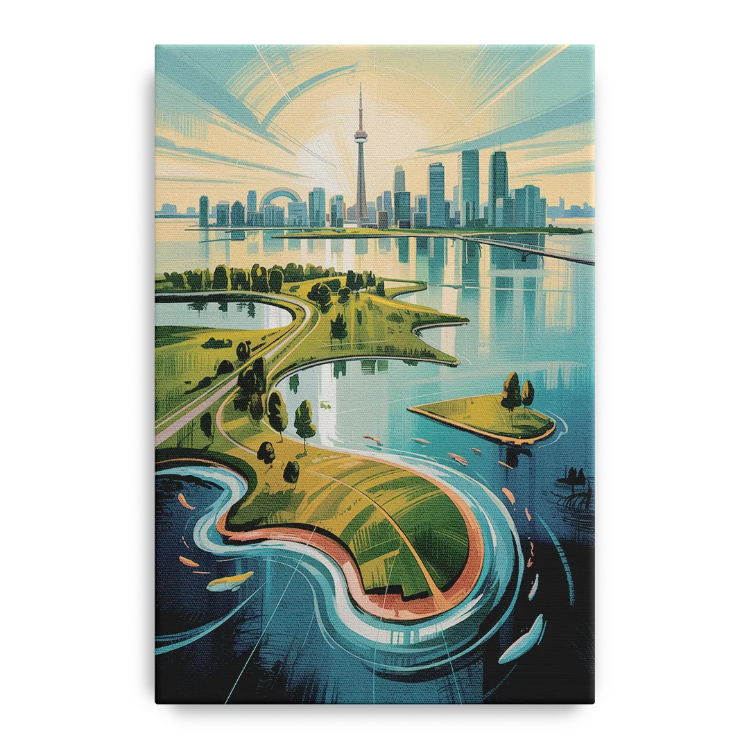 Toronto Island Aerial View - Canvas Wall Art