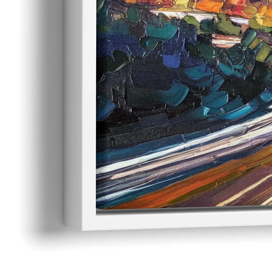 Atlanta Vibrant Downtown Scene - Close-Up White Frame Canvas