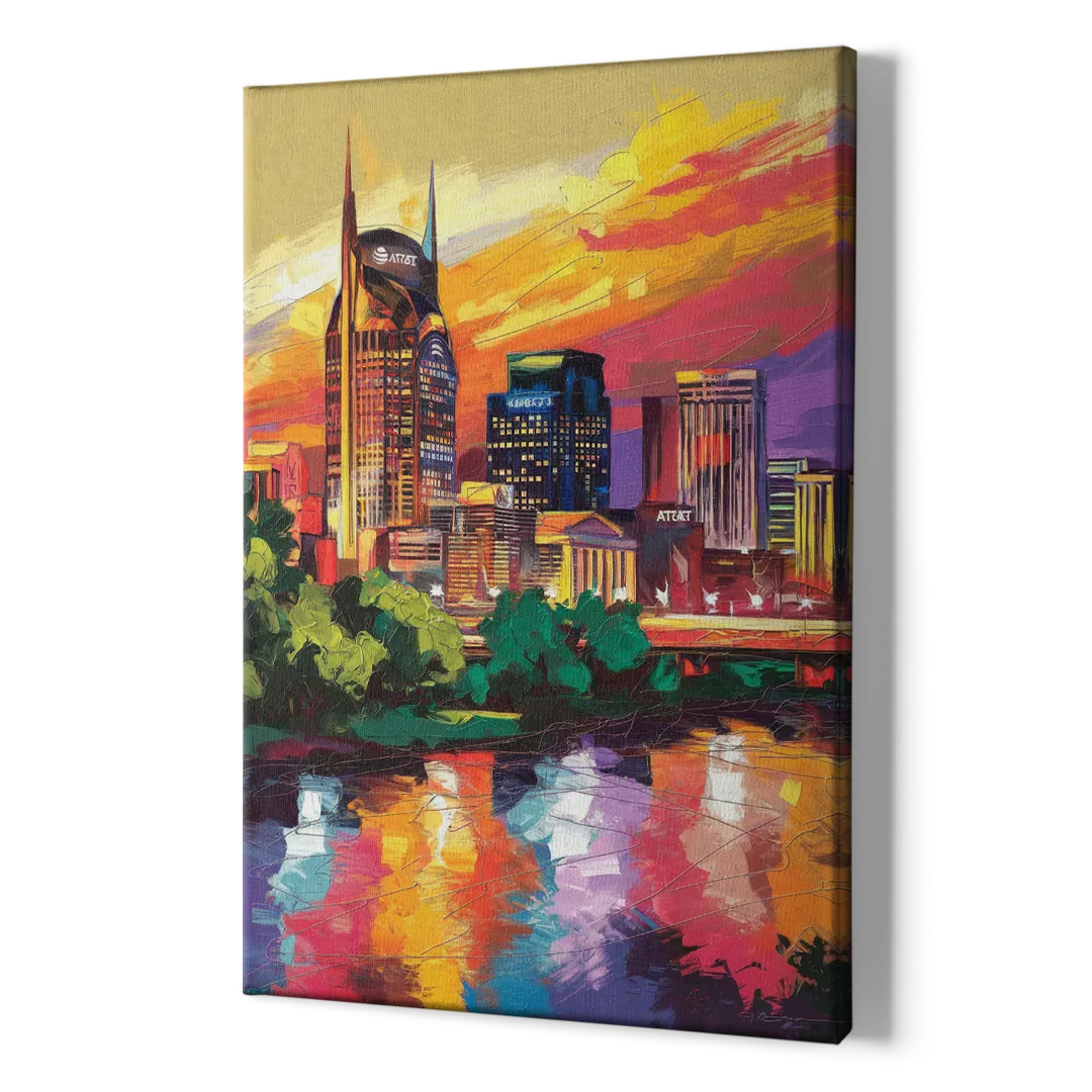 Nashville Vibrant City Energy - Canvas Print Art Sides