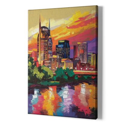 Nashville Vibrant City Energy - Canvas Print Art Sides