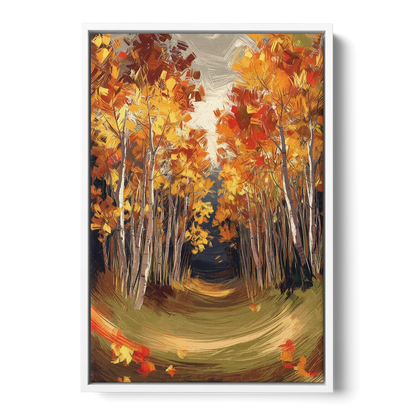 Aspen Quaking Leaves - White Frame Canvas