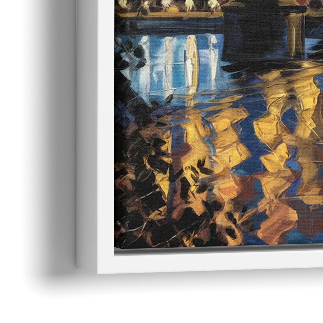 Pittsburgh Downtown Lights at Night - Close-Up White Frame Canvas