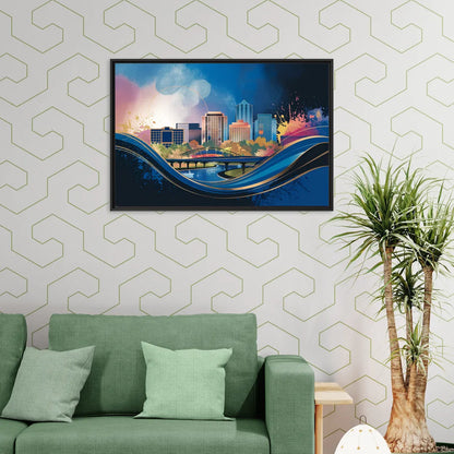 Boise State Skyline - Living Room Black Frame Canvas
