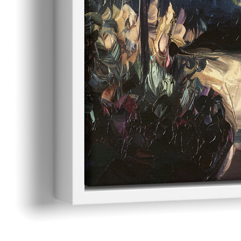 Cleveland Nighttime Lights - Close-Up White Frame Canvas