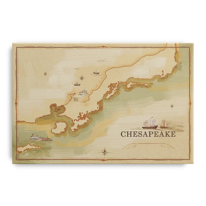 Chesapeake Bay Map Elegance - Canvas Wall Art