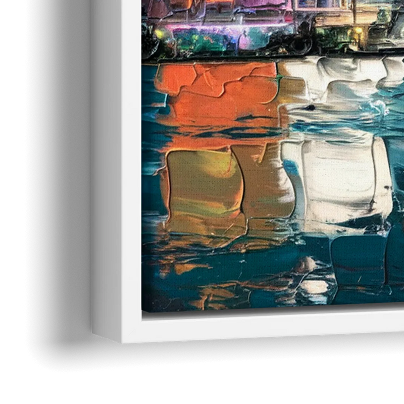 Miami Iconic Skyline - Close-Up White Frame Canvas