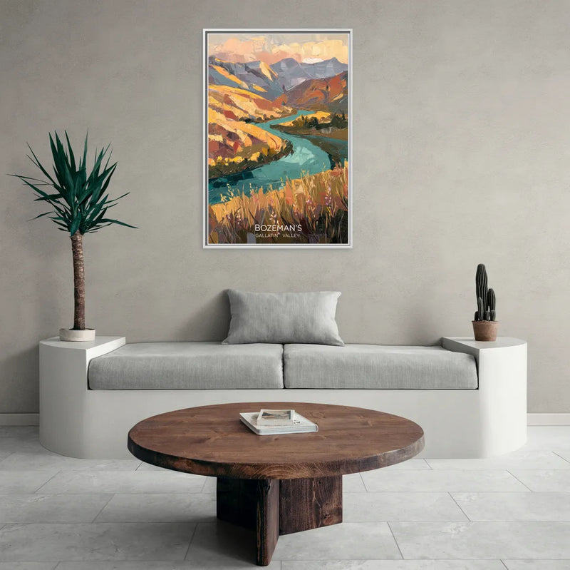 Bozeman Gallatin Valley - Living Room White Frame Canvas