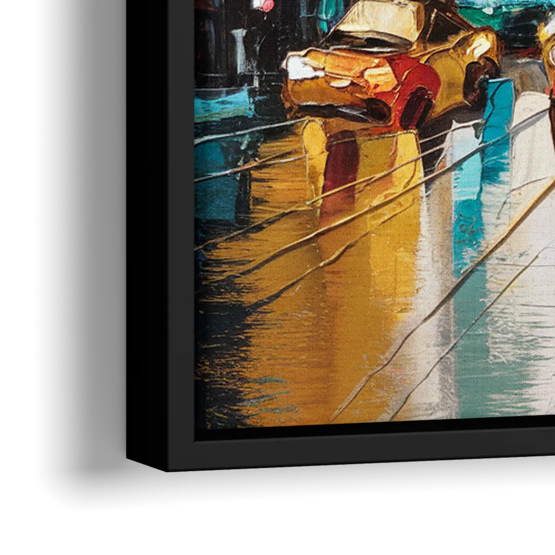 New York City Urban Landscape - Close-Up Black Frame Canvas