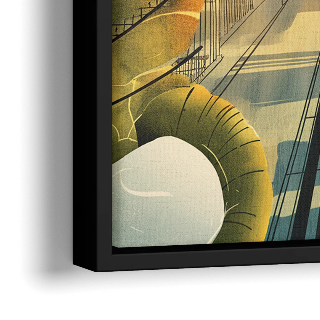 Tacoma Urban Streetscape - Close-Up Black Frame Canvas