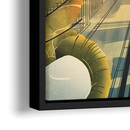 Tacoma Urban Streetscape - Close-Up Black Frame Canvas