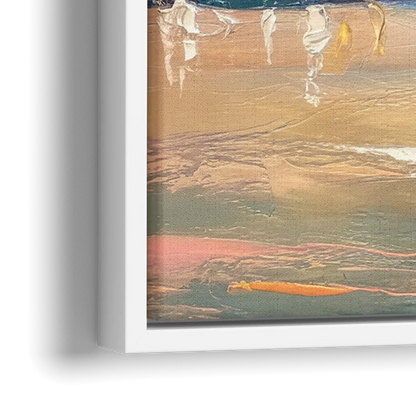 Seattle Harbor With Ferris Wheel - Close-Up White Frame Canvas