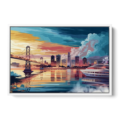 Oakland Waterfront Charm - White Frame Canvas