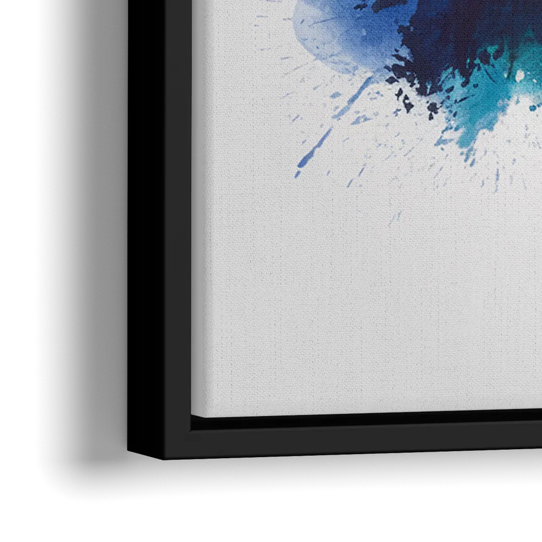 Charlotte Skyline With Blue Tones - Close-Up Black Frame Canvas