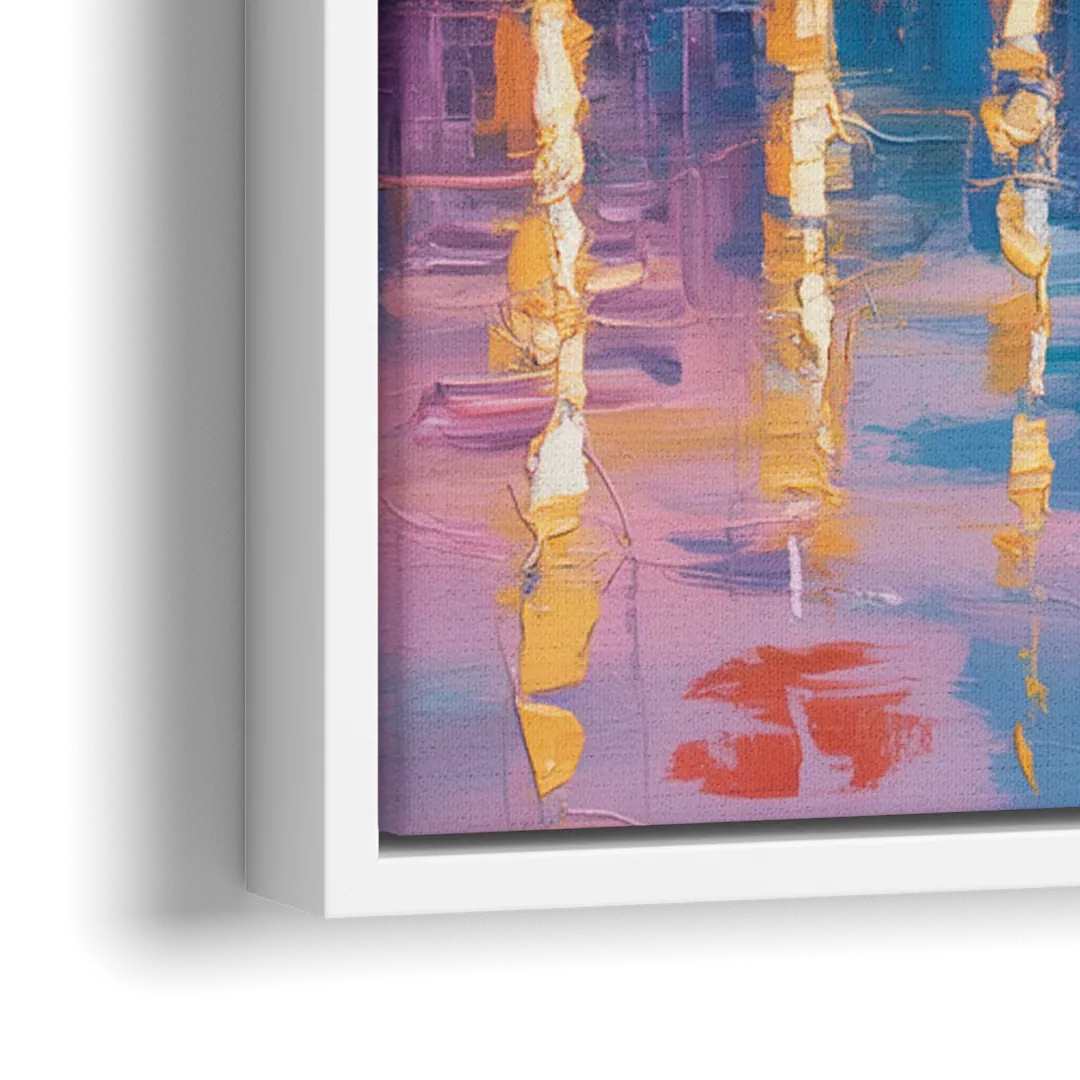 Vancouver City Lights - Close-Up White Frame Canvas