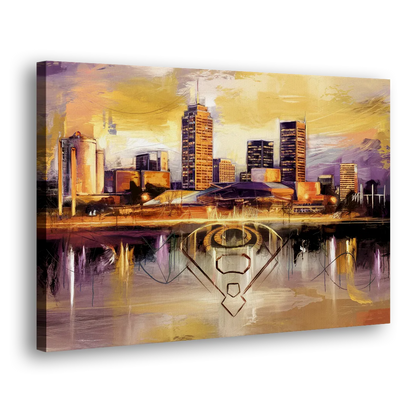 Baltimore Skyline With Orioles Theme - Canvas Print Art Sides