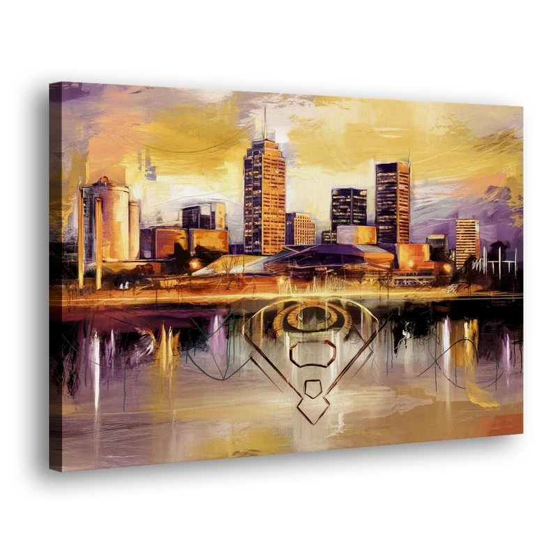 Baltimore Skyline With Orioles Theme - Canvas Print Art Sides