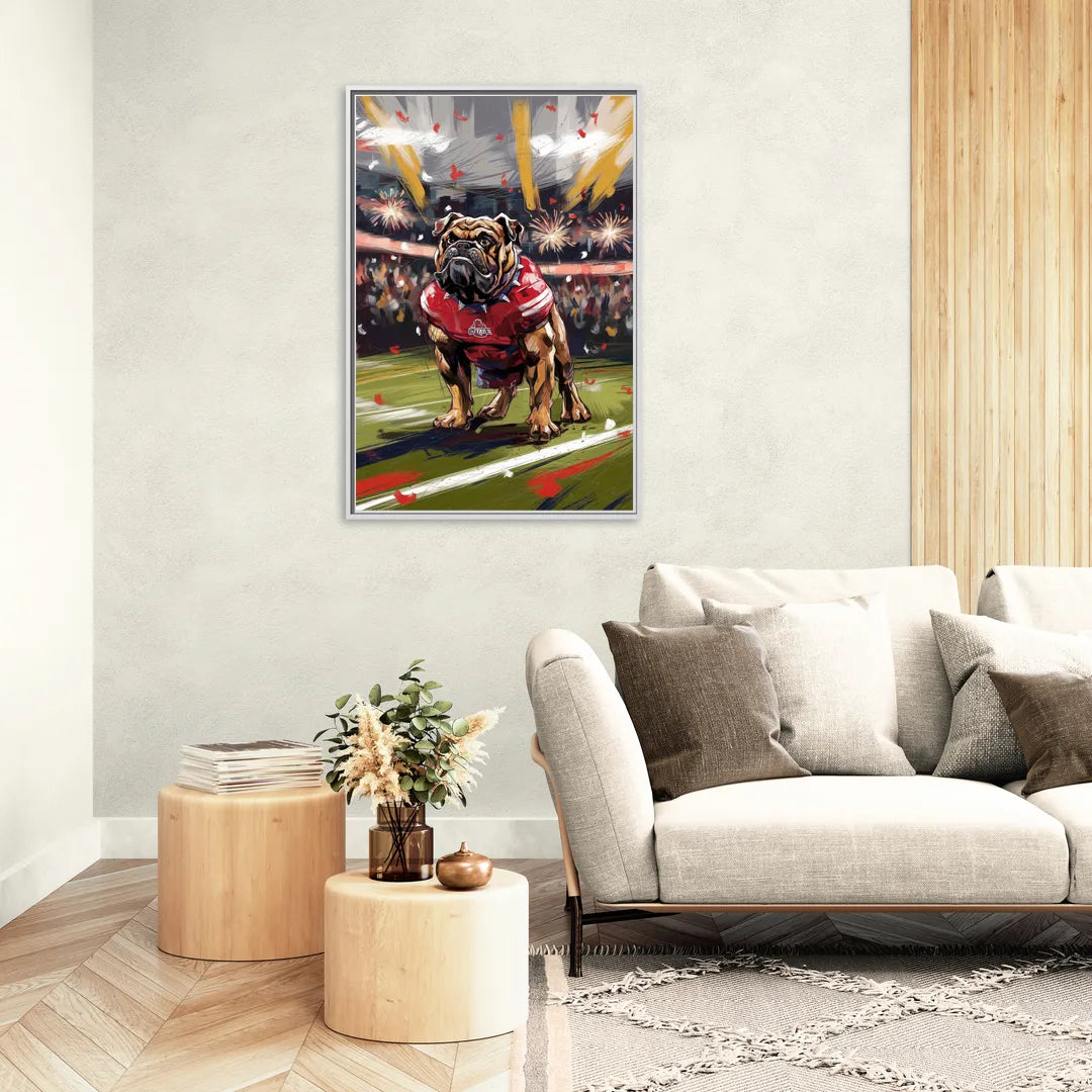 Fresno State Bulldogs Championship Glory - Living Room White Frame Canvas